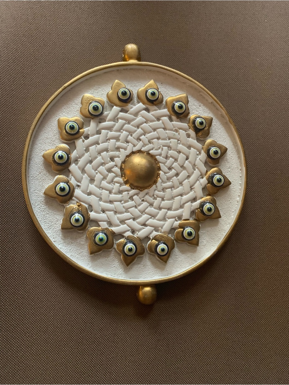 Gold and White Ceramic Evil Eye Wall Decor
